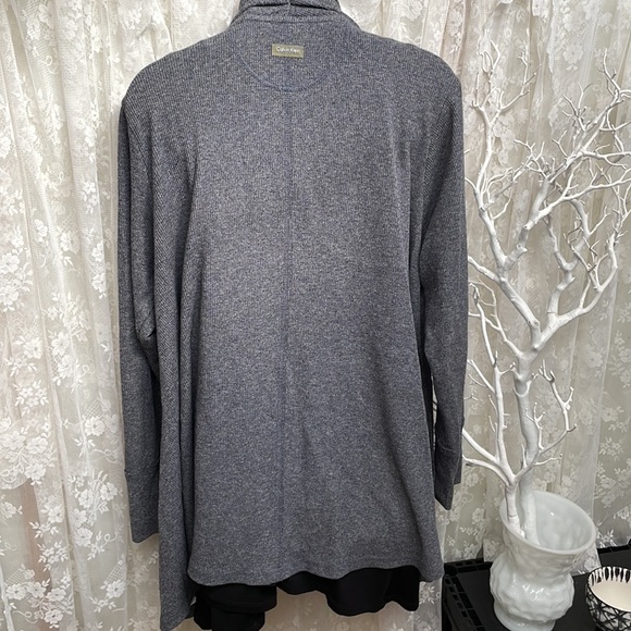 Calvin Klein Soft Grey Long Sleeved Cross Over Sweater - Picture 7 of 12